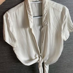 Aritzia cream silk blouse